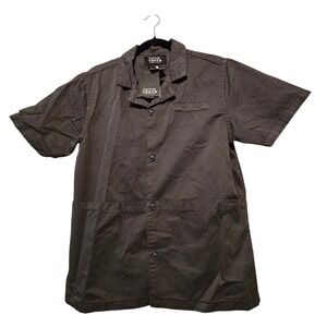 Native Youth NWT Short Sleeve Button Up Shirt Mens MED Olive Green Cotton Pocket